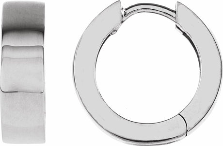 14K White Gold Hinged 14.5 mm Hoop Earrings