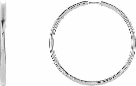 14K White Gold Hinged 38 mm Hoop Earrings