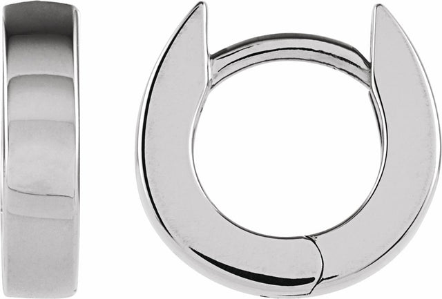 14K White Gold Hinged 10.2 mm Hoop Earrings