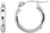 14K White Gold Tube 13 mm Hoop Earrings