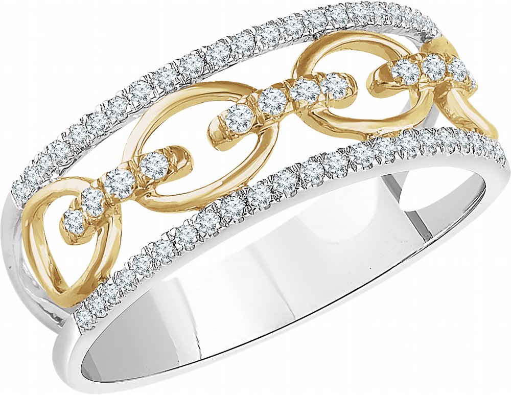 14K White/Yellow 1/4 CTW Natural Diamond Link Ring