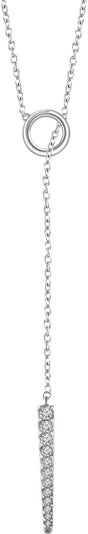 14K White 1/6 CTW Natural Diamond Circle & Bar 16-18"  Y Necklace 