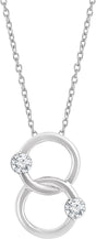 14K White Gold 1/10 CTW Natural Diamond Two-Stone Interlocking Circle 18" Necklace  