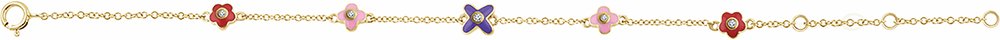 10K Yellow Gold .04 CTW Natural Diamond Youth Flower 5-7" Bracelet  