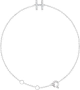 14K White Gold .06 CTW Natural Diamond Initial H 6-7" Bracelet
