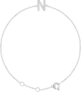 14K White Gold .06 CTW Natural Diamond Initial N 6-7" Bracelet