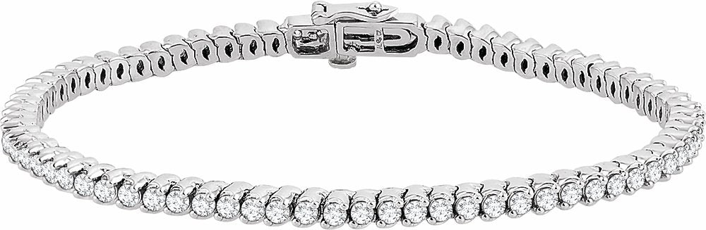 14K White Gold 2 3/4 CTW Natural Diamond 7" Line Bracelet 
