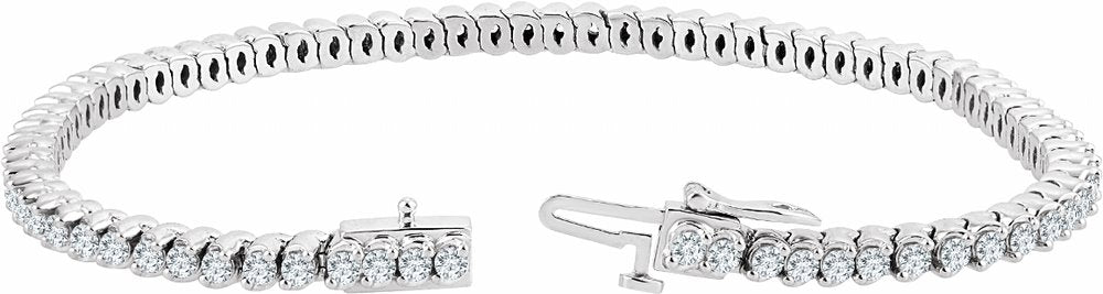 14K White Gold 2 3/4 CTW Natural Diamond 7" Line Bracelet 