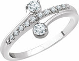 14K White 1/4 CTW Natural Diamond Two-Stone Ring 