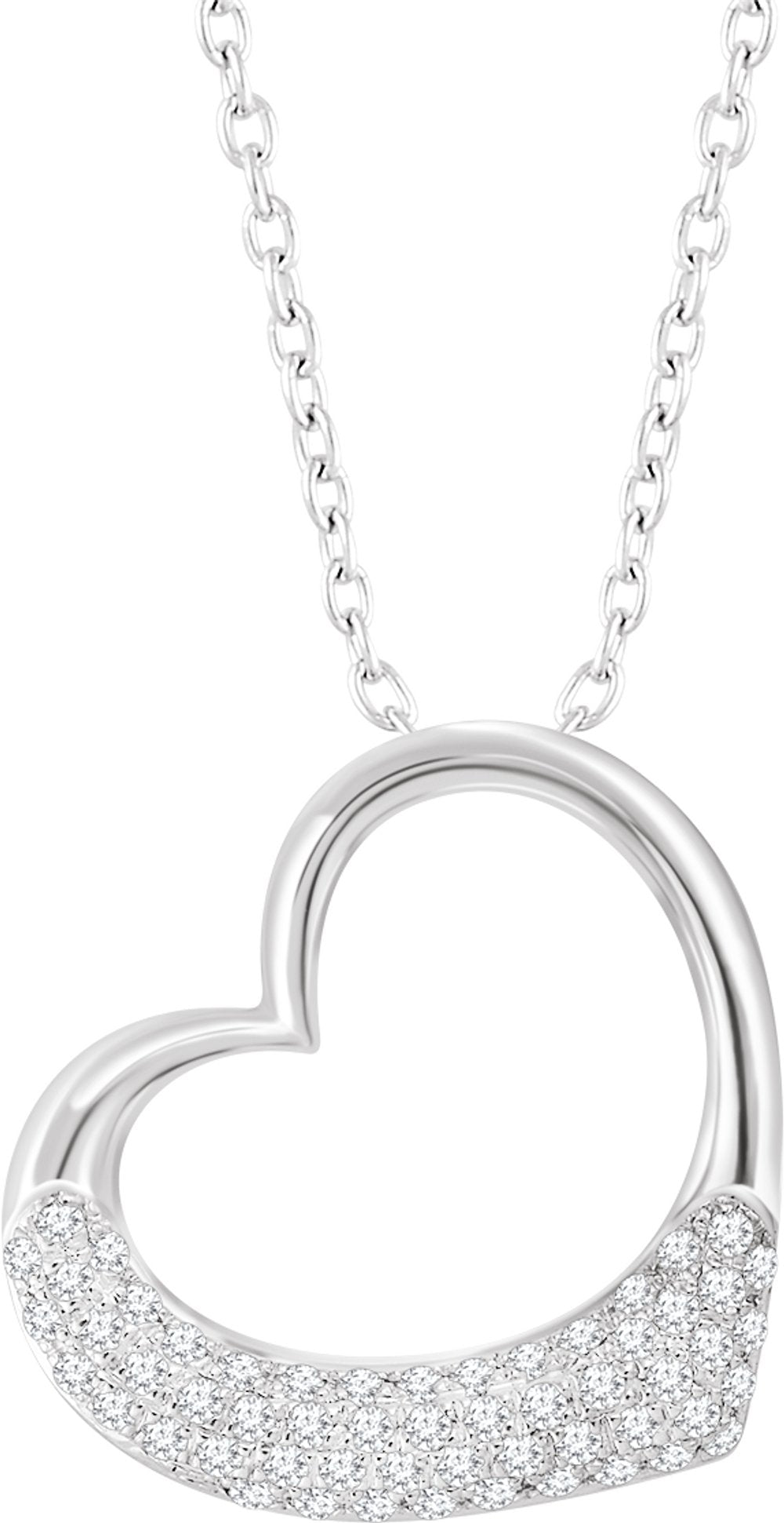 14K White Gold 1/5 CTW Natural Diamond Heart 16-18" Necklace