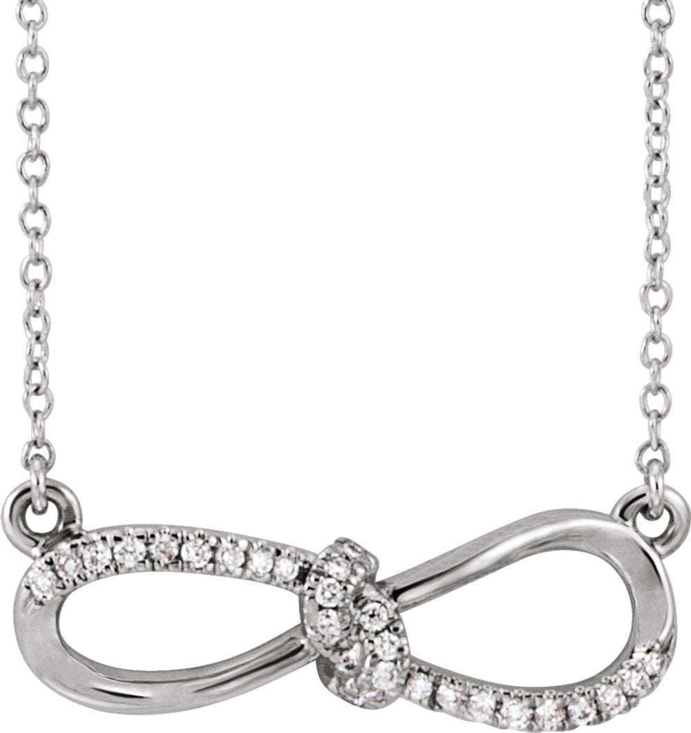 14K White Gold 1/8 CTW Natural Diamond Infinity-Inspired 18" Necklace 