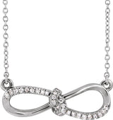 14K White Gold 1/8 CTW Natural Diamond Infinity-Inspired 18" Necklace 