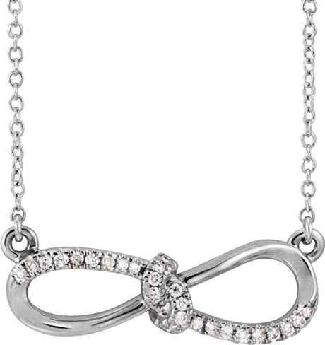 14K White Gold 1/8 CTW Natural Diamond Infinity-Inspired 18" Necklace 