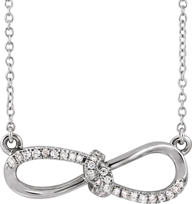 14K White Gold 1/8 CTW Natural Diamond Infinity-Inspired 18" Necklace 