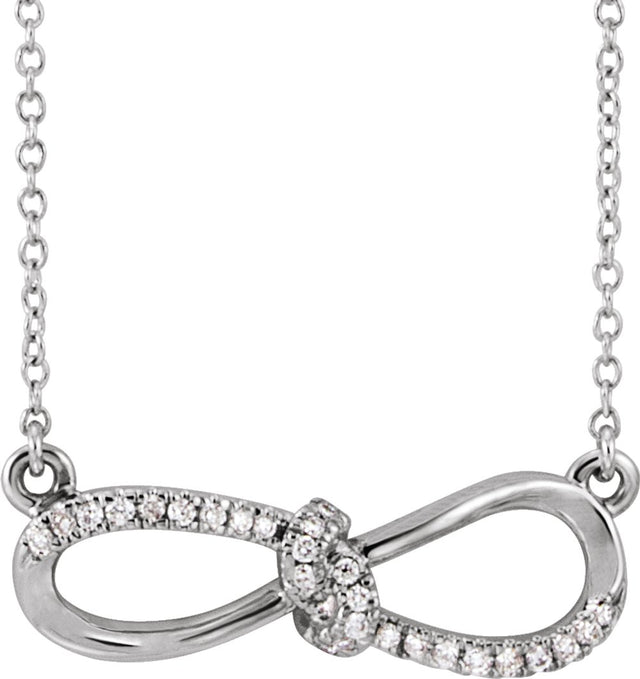 14K White 1/8 CTW Natural Diamond Infinity-Inspired 18" Necklace 