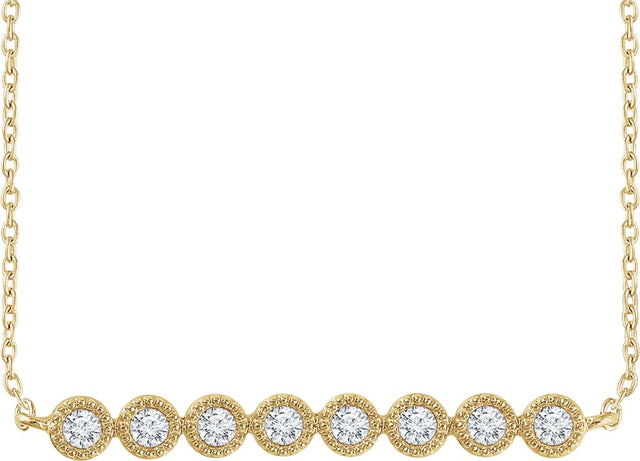 14K Yellow Gold 1/5 CTW Natural Diamond Bar 16-18" Necklace