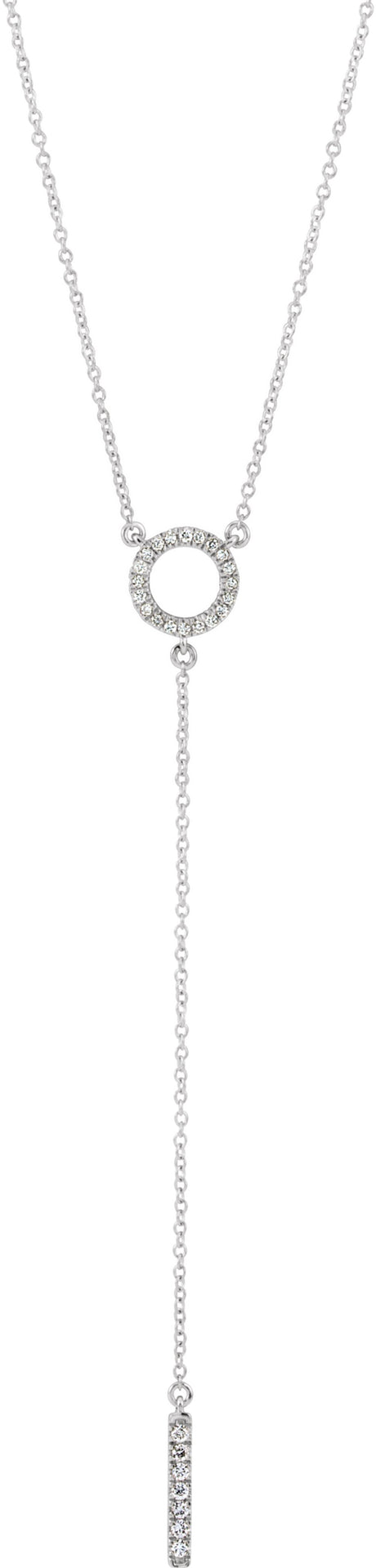 14K White Gold 1/6 CTW Natural Diamond Bar 16-18" Necklace