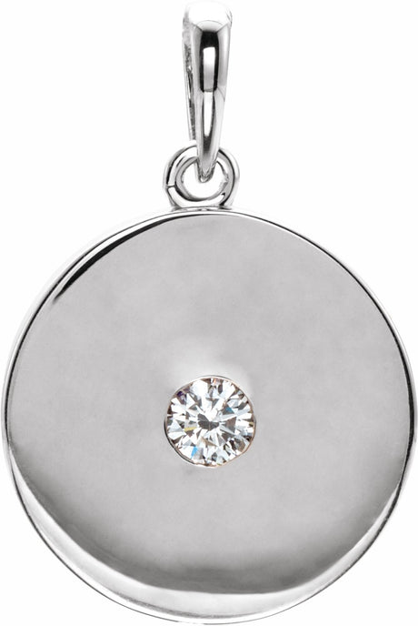 14K White 1/10 CTW Natural Diamond Disc Pendant