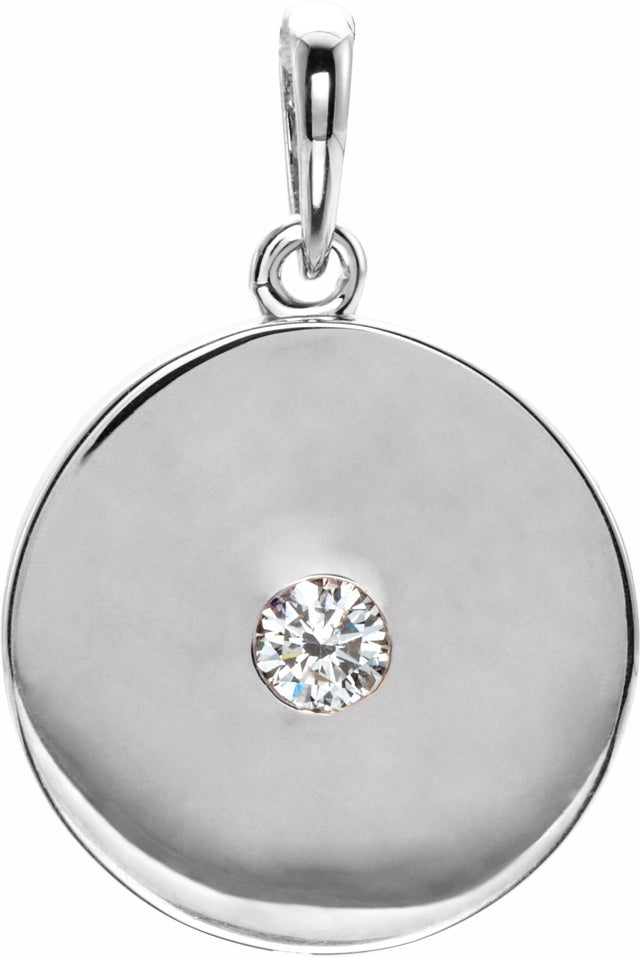14K White 1/10 CTW Natural Diamond Disc Pendant