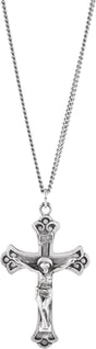 Sterling Silver 46x30 mm Crucifix 25" Necklace