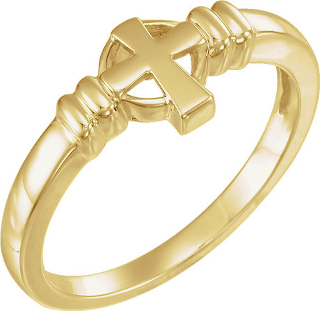 14K Yellow Cross Chastity Ring