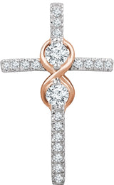 14K White/Rose 1/3 CTW Natural Diamond Cross Pendant 