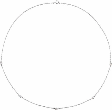 14K White 3/4 CTW Natural Diamond 5-Station 18" Necklace