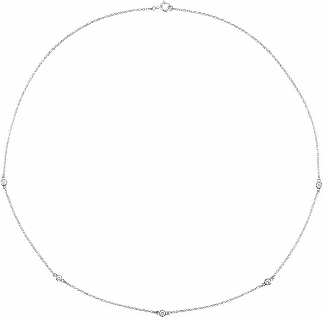 14K White 1/4 CTW Natural Diamond 5-Station 18" Necklace