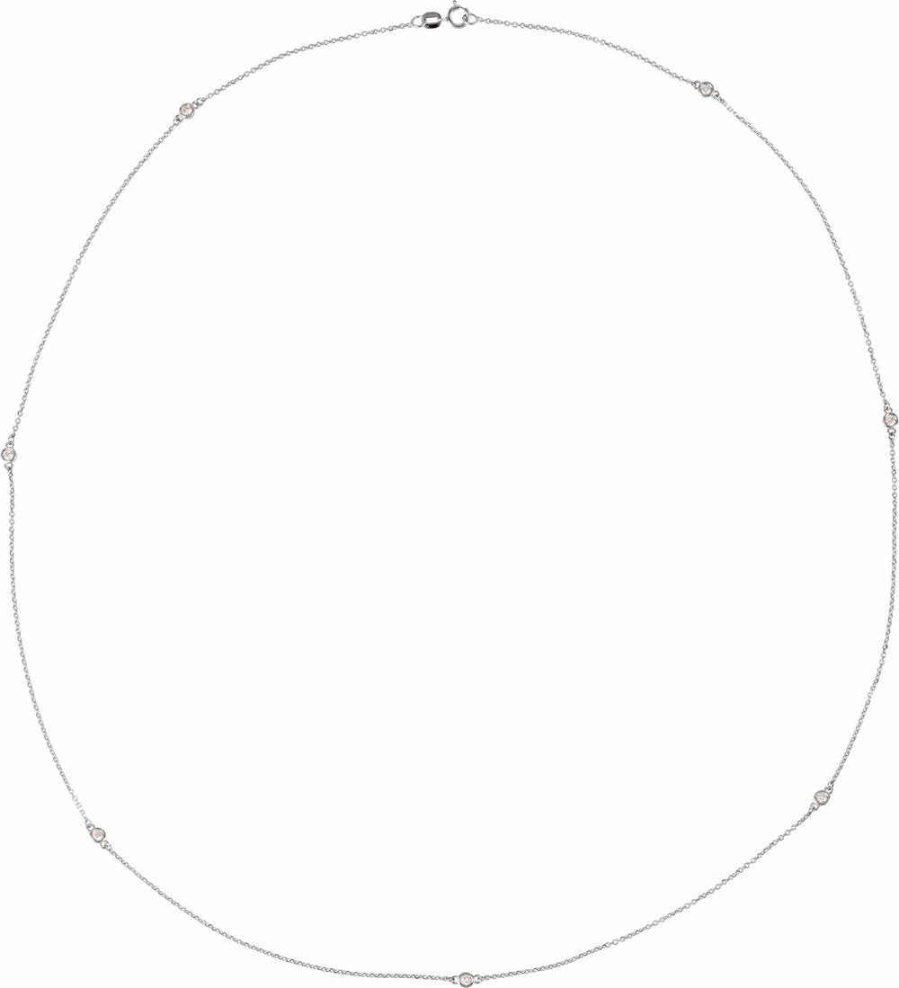 14K White Gold 1/3 CTW Natural Diamond 7-Station 24" Necklace