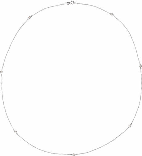 14K White Gold 1/3 CTW Natural Diamond 7-Station 24" Necklace