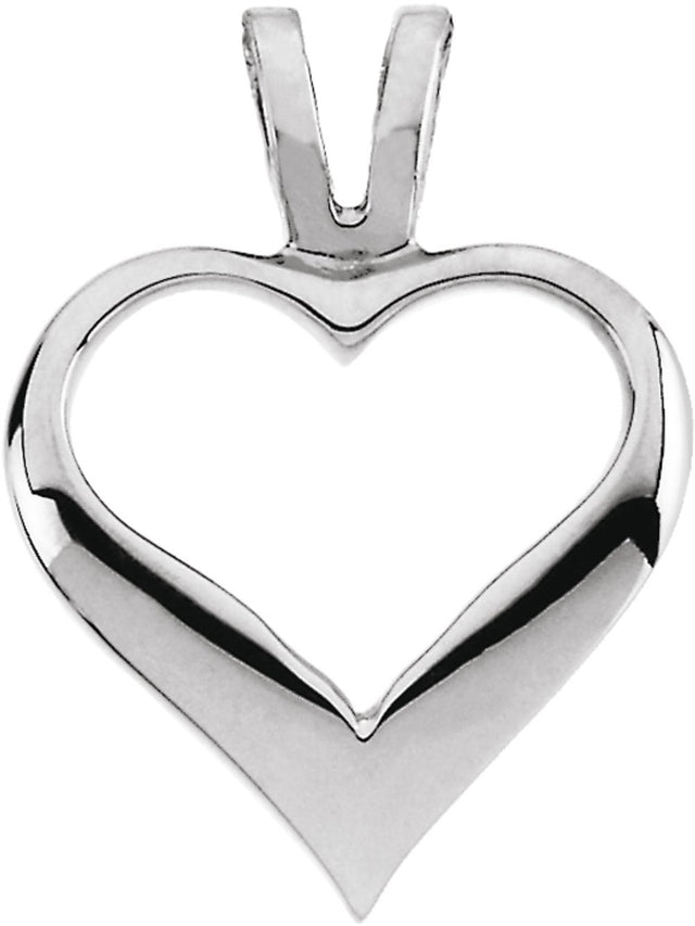 14K White 12 mm Heart Pendant