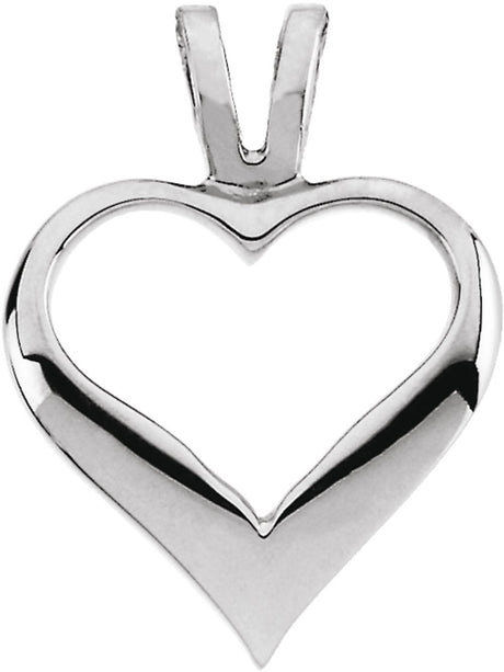 14K White Gold 12 mm Heart Pendant