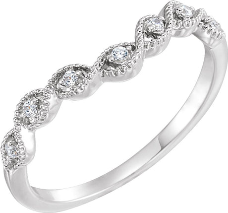 14K White .07 CTW Natural Diamond Contour Band