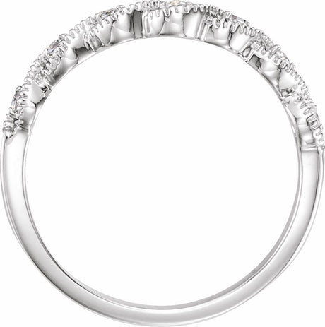 14K White .07 CTW Natural Diamond Contour Band