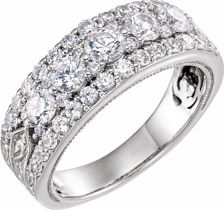 14K White 1 1/2 CTW Natural Diamond Anniversary Band