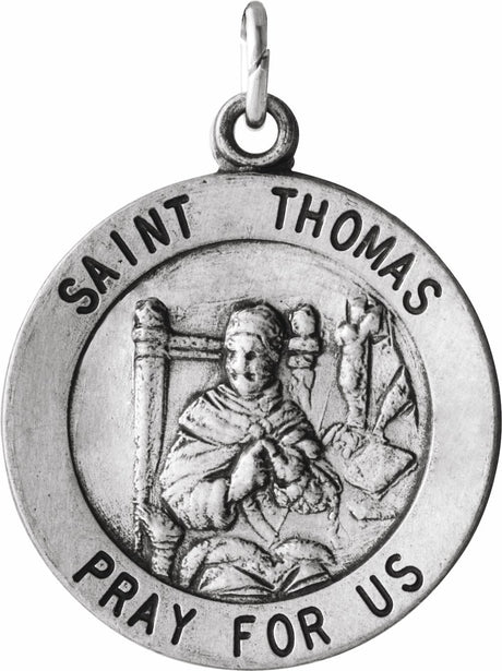 Sterling Silver 18 mm Round St. Thomas Medal 18" Necklace