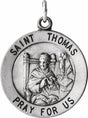 Sterling Silver 18 mm Round St. Thomas Medal 18" Necklace