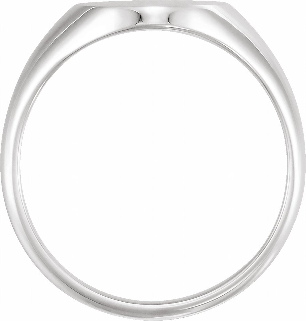 14K White Oval Signet Ring