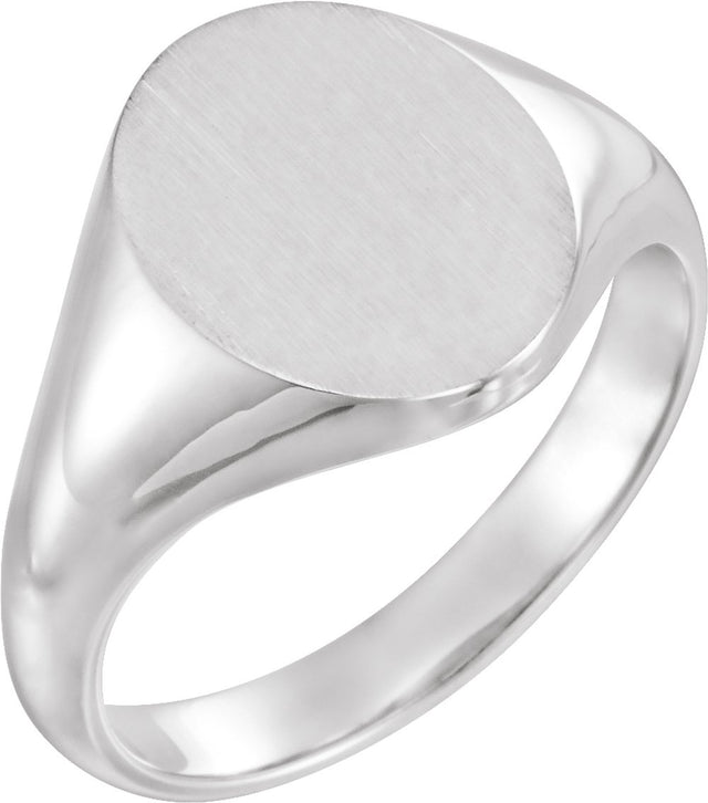 10K White Gold Oval Signet Ring