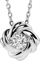 14K White Gold 1/6 CTW Natural Diamond Knot 16-18" Necklace