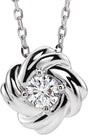 14K White Gold 1/6 CTW Natural Diamond Knot 16-18" Necklace