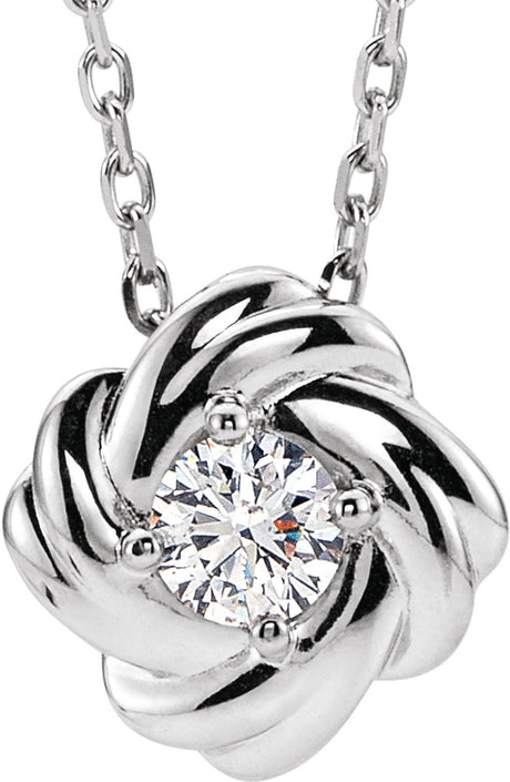 14K White Gold 1/6 CTW Natural Diamond Knot 16-18" Necklace
