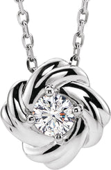 14K White 1/6 CTW Natural Diamond Knot 16-18" Necklace