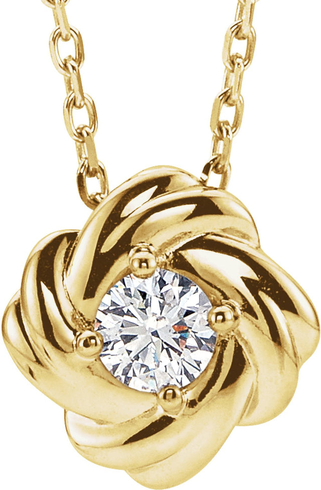 14K Yellow 1/6 CTW Natural Diamond Knot 16-18" Necklace