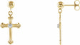 14K Yellow/White Gold .04 CTW Natural Diamond Cross & Ball Earrings  