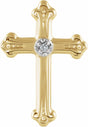 14K Yellow/White .005 CT Natural Diamond Cross Lapel Pin