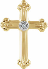 14K Yellow/White Gold .005 CT Natural Diamond Cross Lapel Pin