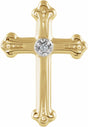 14K Yellow/White Gold .005 CT Natural Diamond Cross Lapel Pin