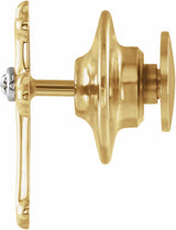 14K Yellow/White Gold .005 CT Natural Diamond Cross Lapel Pin