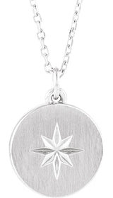 Sterling Silver Star Disc 16-18" Necklace